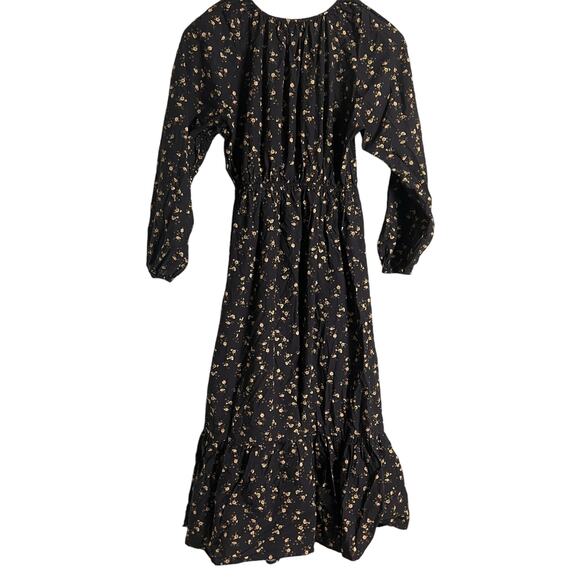 Rails Sal Black Floral Print Button Front Long Sleeve Midi Dress Size XS - Picture 16 of 16